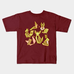 Origami Animals Colour Block Kids T-Shirt